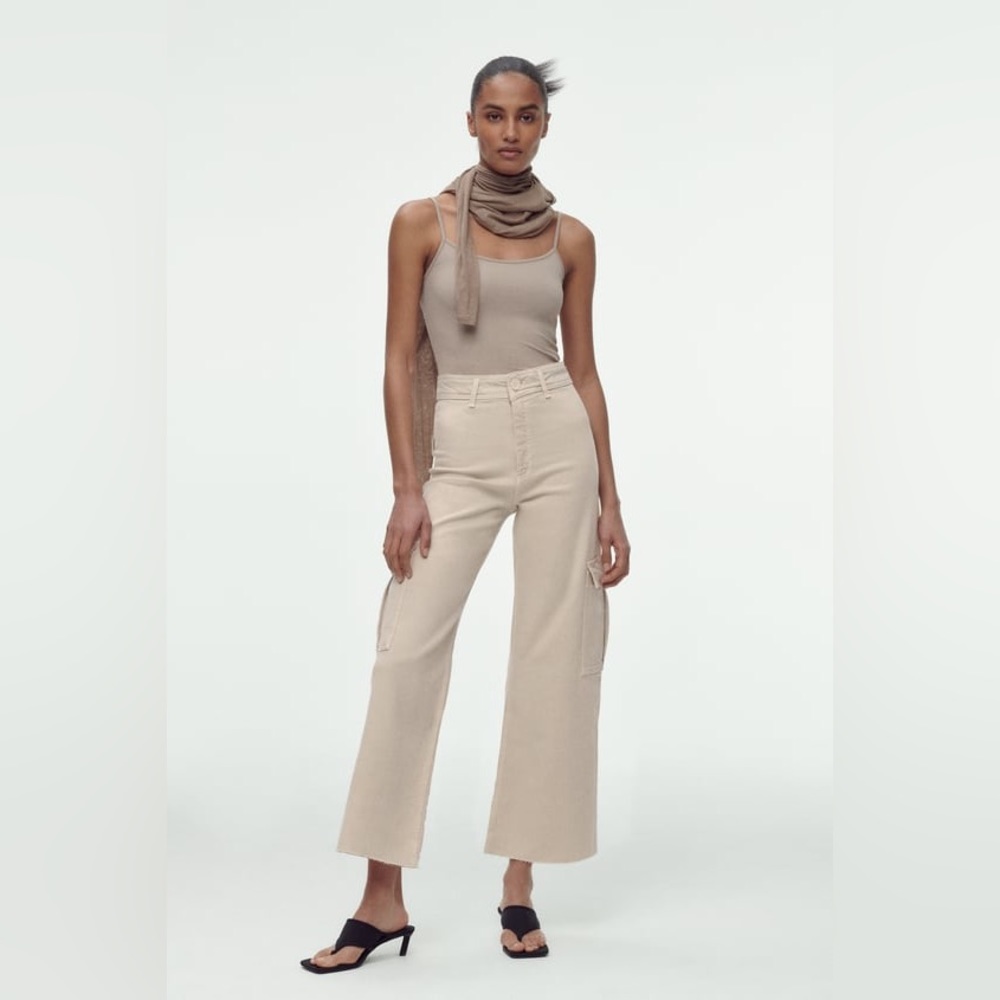 NWT ZARA - High Waist Khaki Tan Cargo Jeans | Blogger’s Fave